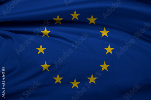 Fabric texture of the flag of European Union 