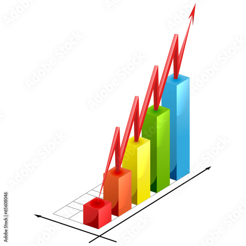 Bar graph with rising arrow