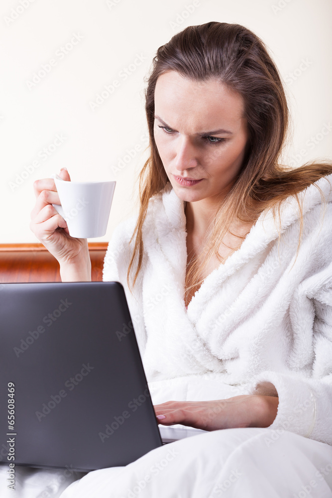 Woman checking e-mail Woman checking e-mail