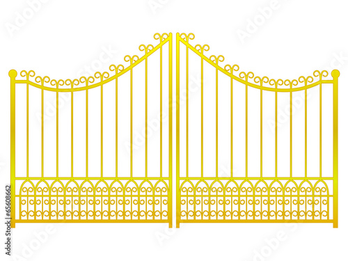 isolated closed golden gate fence on white vector