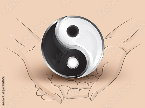 jing balance icon hold two human hands across vector