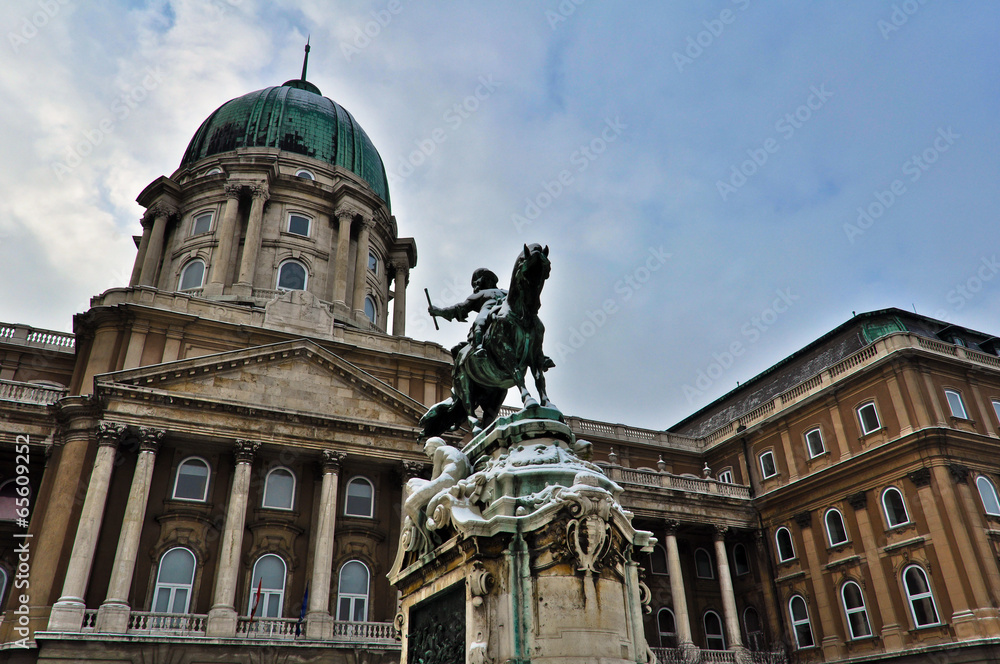 Budapest, Buda Castle or Royal Palace with horse statue