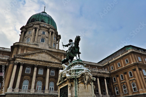 Budapest, Buda Castle or Royal Palace with horse statue