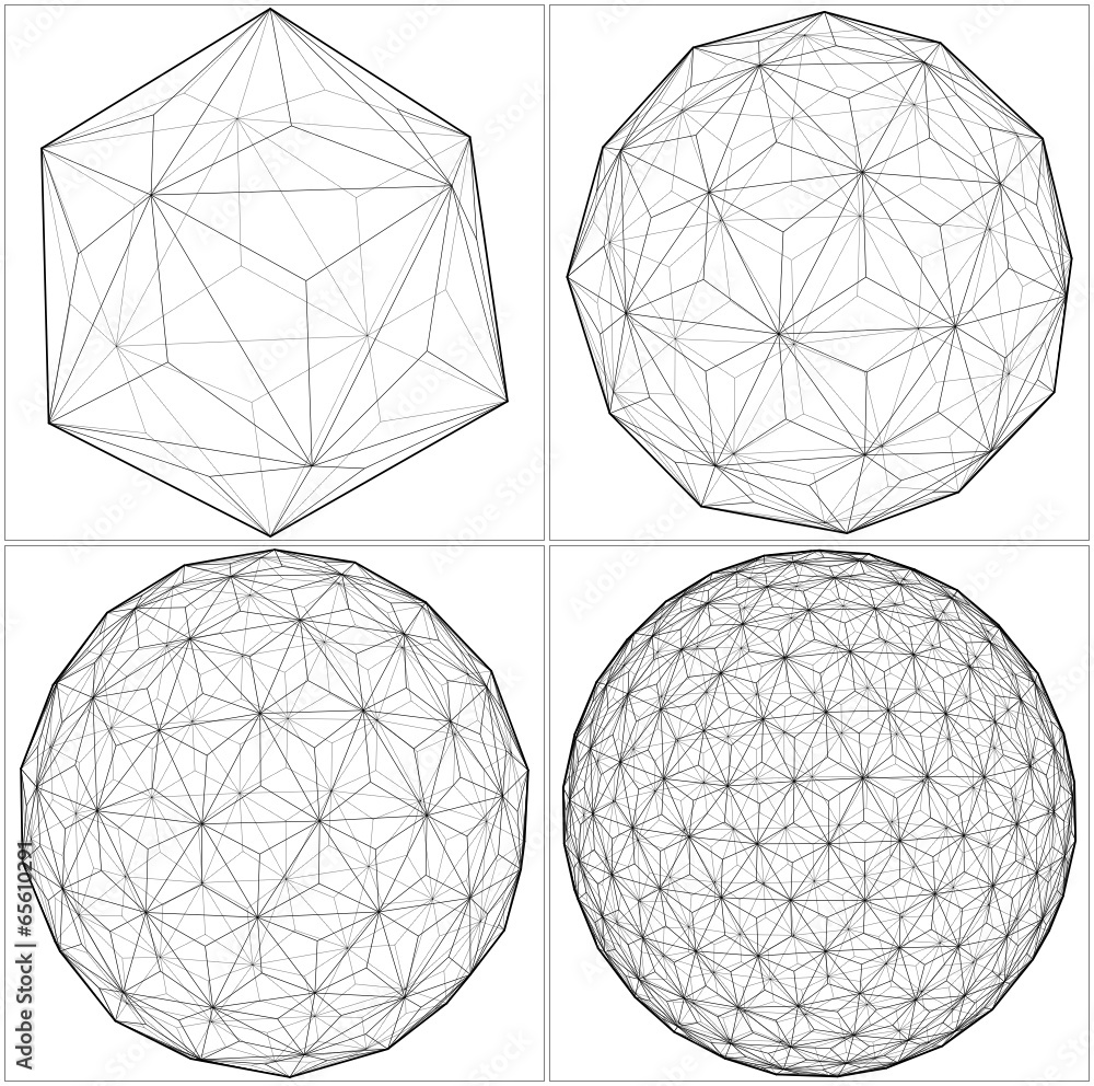 From Icosahedron To The Ball Sphere Lines Vector From Icosahedron To The Ball Sphere Lines Vector