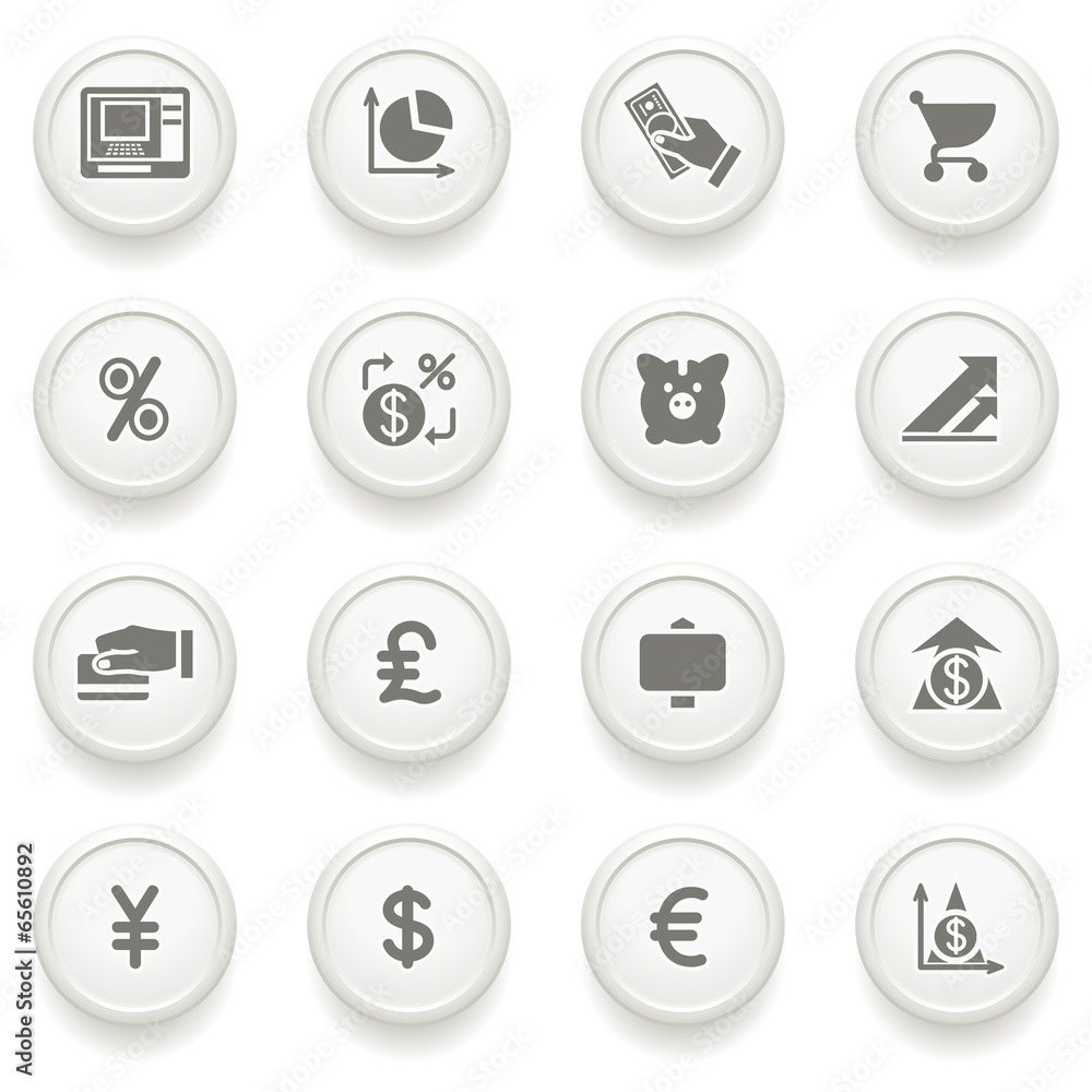 Finance icons on gray buttons. Finance icons on gray buttons.