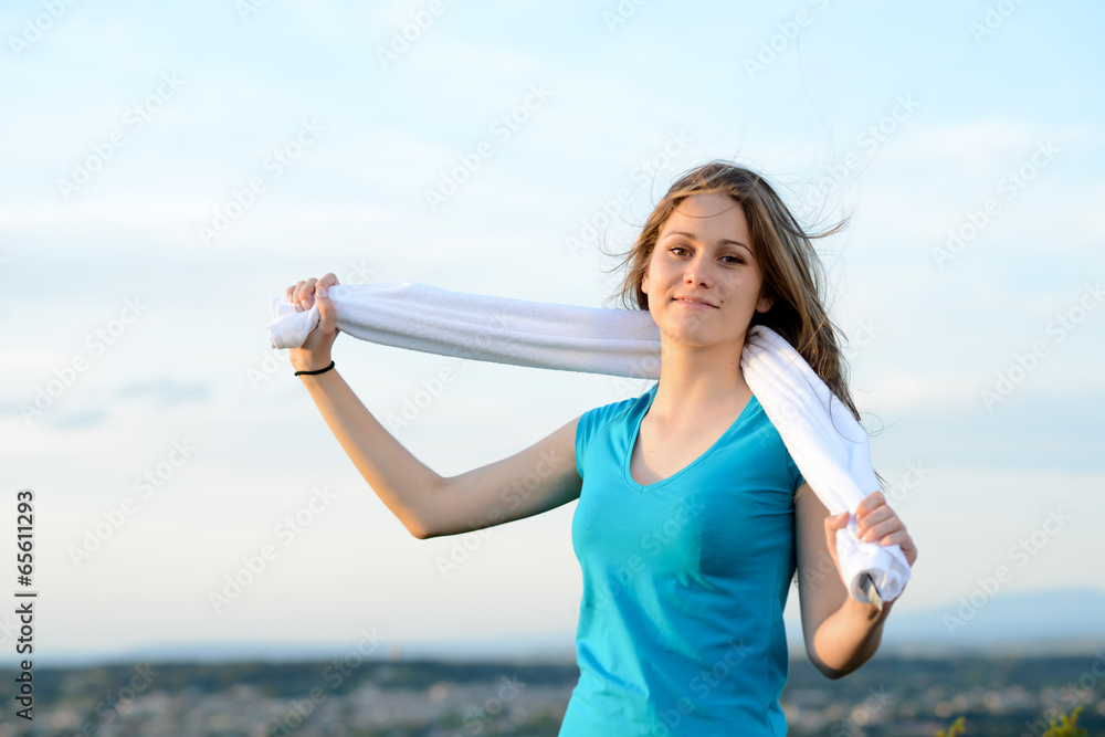 fitness sport healthy cheerful young woman running countryside fitness sport healthy cheerful young woman running countryside