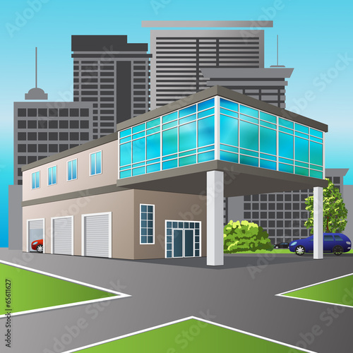 service center and office in perspective