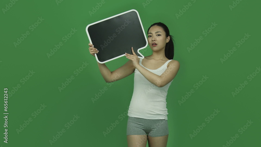 Asian sporty girl young adult isolated greenscreen green Asian sporty girl young adult isolated greenscreen green