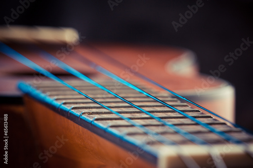 Ukulele fretboard, part of ukulele hawaiian guitar photo