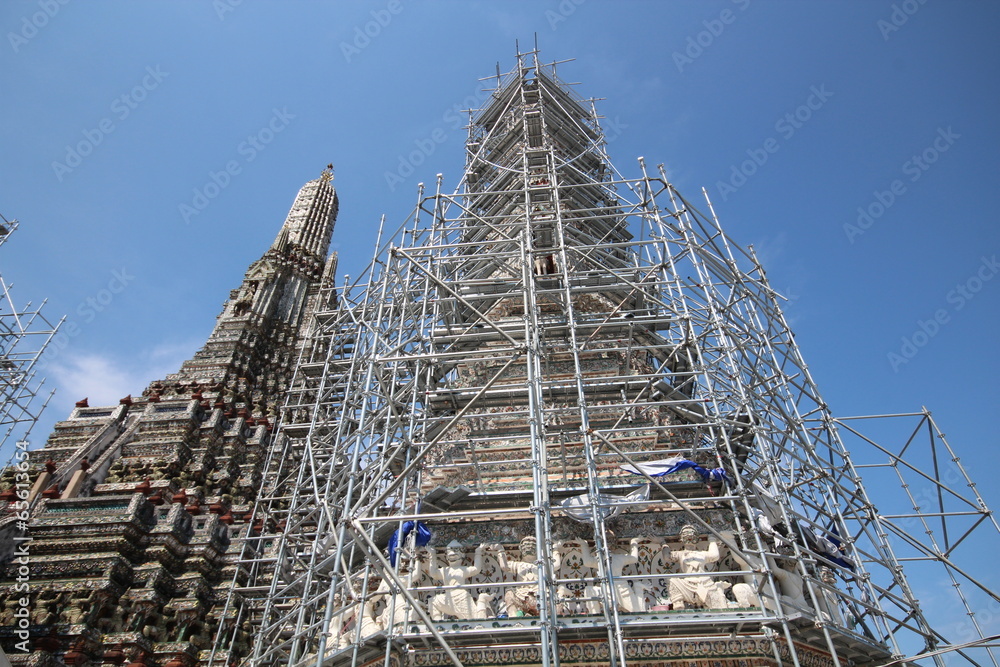 the pagoda architecture  under construction  for worship