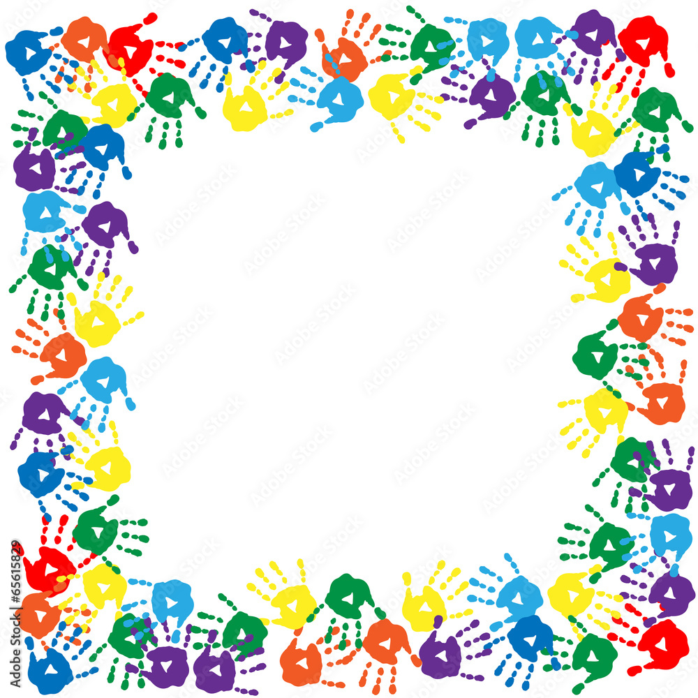 Frame of colorful hand prints Frame of colorful hand prints
