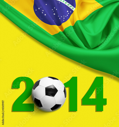 Flag of Brazil on yellow ba...