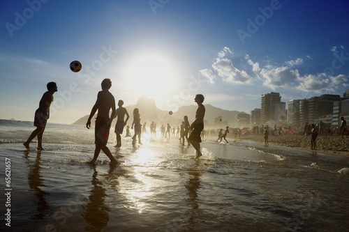 Carioca Brazilians Playing Altinho Beach Football Rio