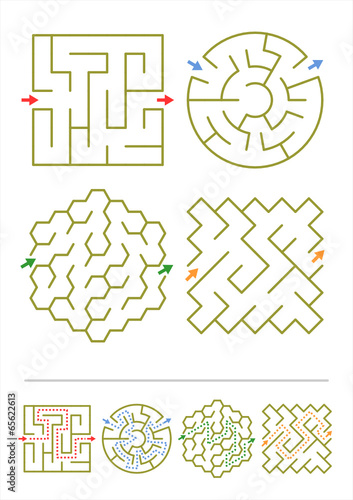 Four maze games with answers