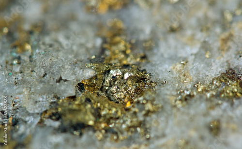 Crystal nugget  gold  bronze  copper  iron. Macro.