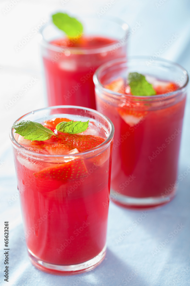 strawberry juice with mint. summer drink strawberry juice with mint. summer drink