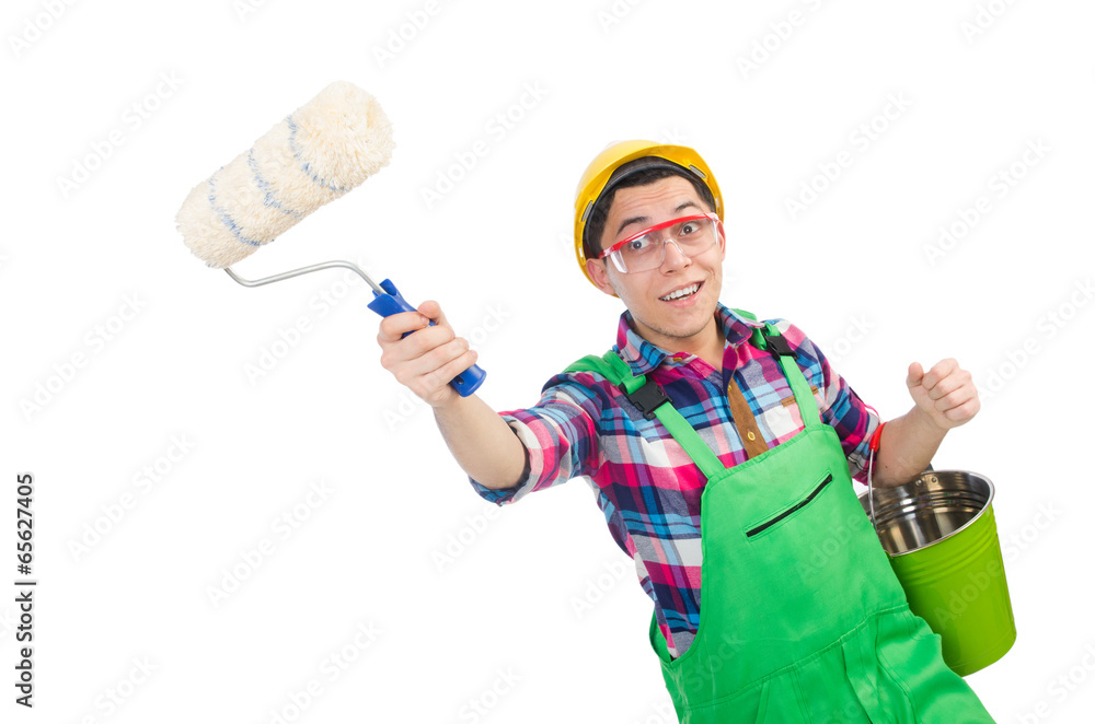 Funny painter isolated on white Funny painter isolated on white