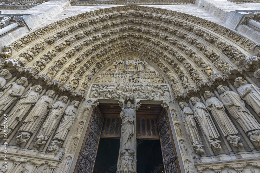 Architectural Detail of Notre-dame de paris entrance