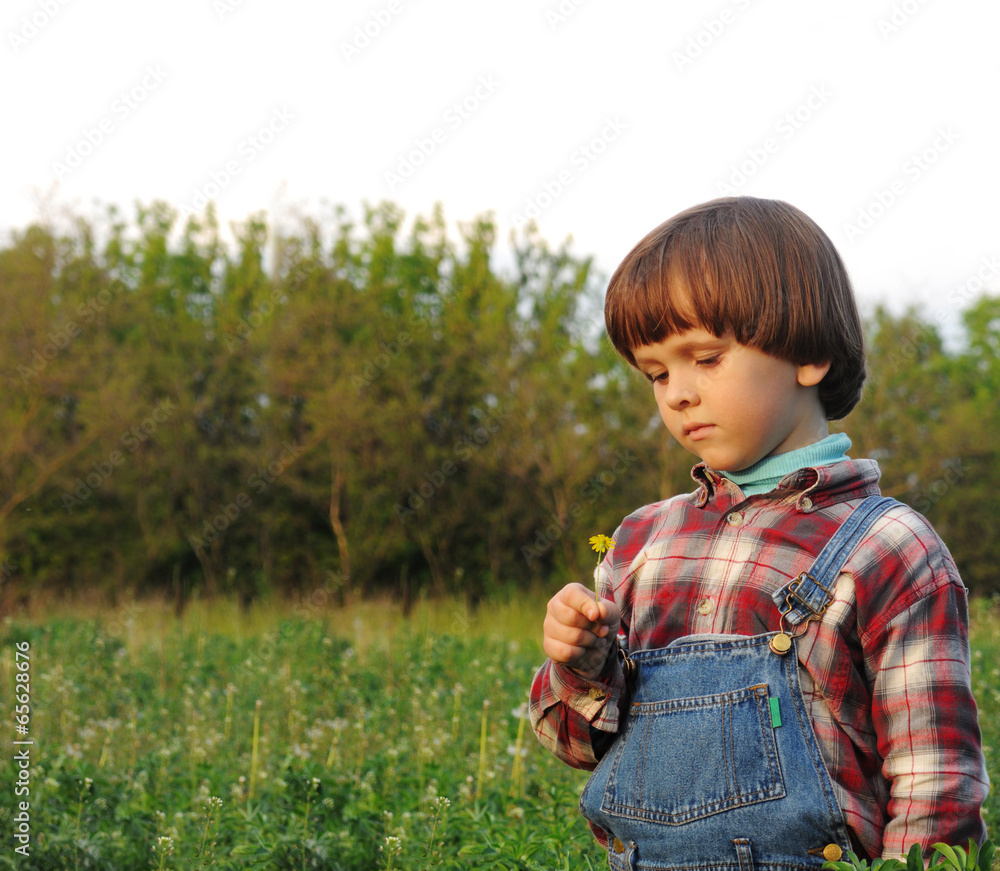 Boy with a yellow flower Boy with a yellow flower