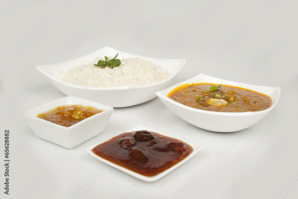 Rice and lentils with plum chutney Rice and lentils with plum chutney