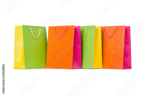 Colourful shopping bags isolated on white