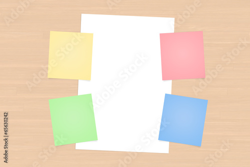 Colorful Sticky Posts and White Paper
