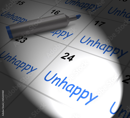 Unhappy Calendar Displays Problems Stress Or Sadness