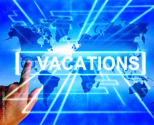 Vacations Map Displays Online Planning or Worldwide Vacation Tra