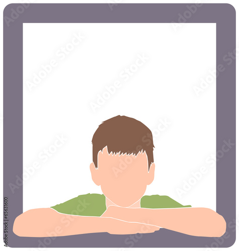 isolated color boy silhouette in window or frame