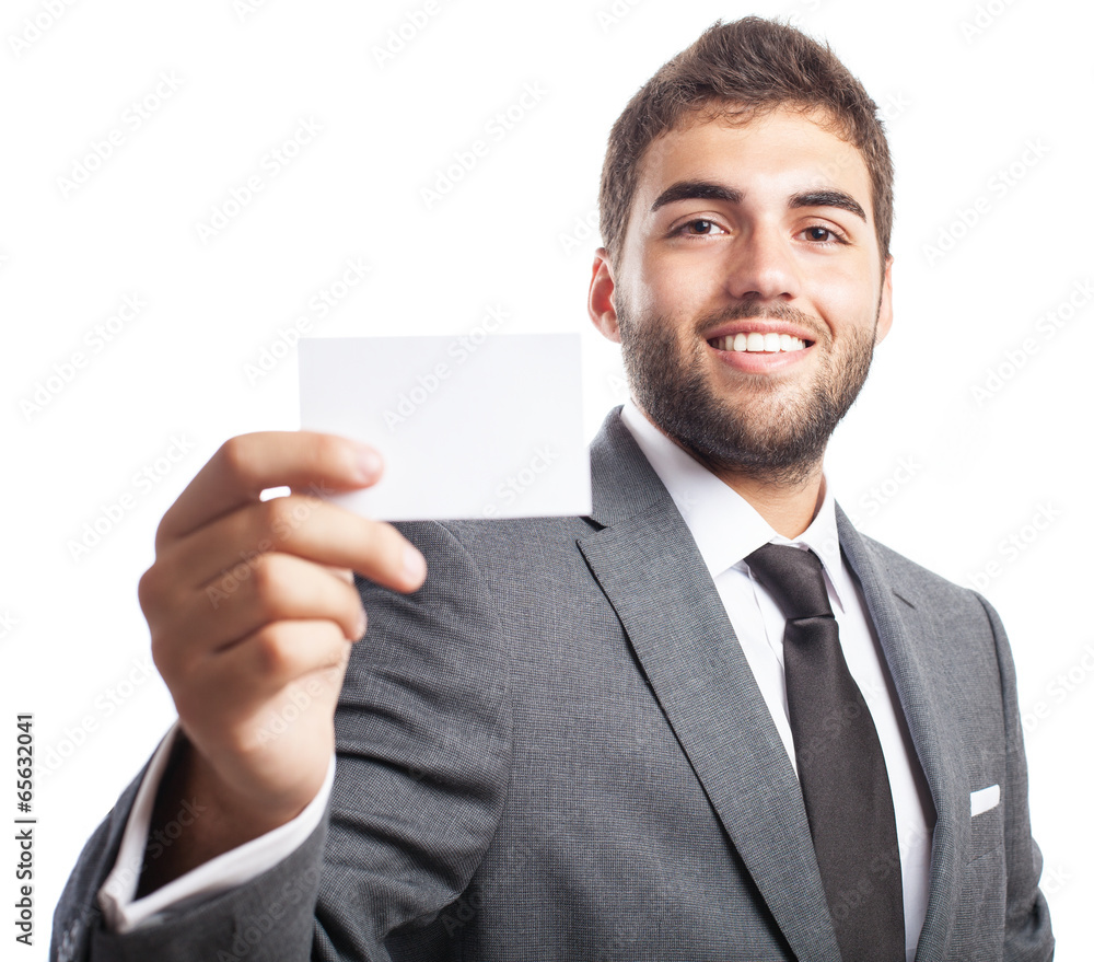 business man offering his contact card isolated on white business man offering his contact card isolated on white