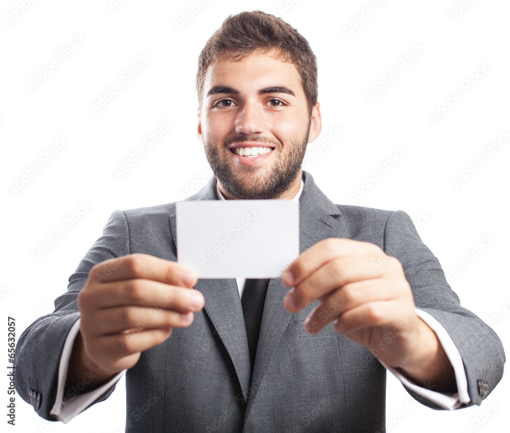 business man offering his contact card isolated on white business man offering his contact card isolated on white