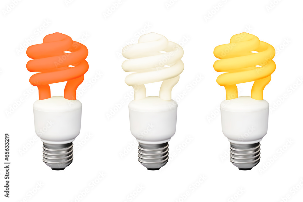 Set of Energy saving fluorescent lamps. Realistic Vector. Isola Set of Energy saving fluorescent lamps. Realistic Vector. Isola
