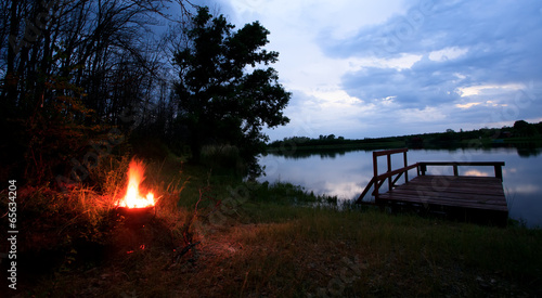 campfire by the bulgarian lake