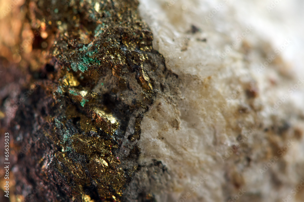 Golden gem and crystal background. Macro Golden gem and crystal background. Macro