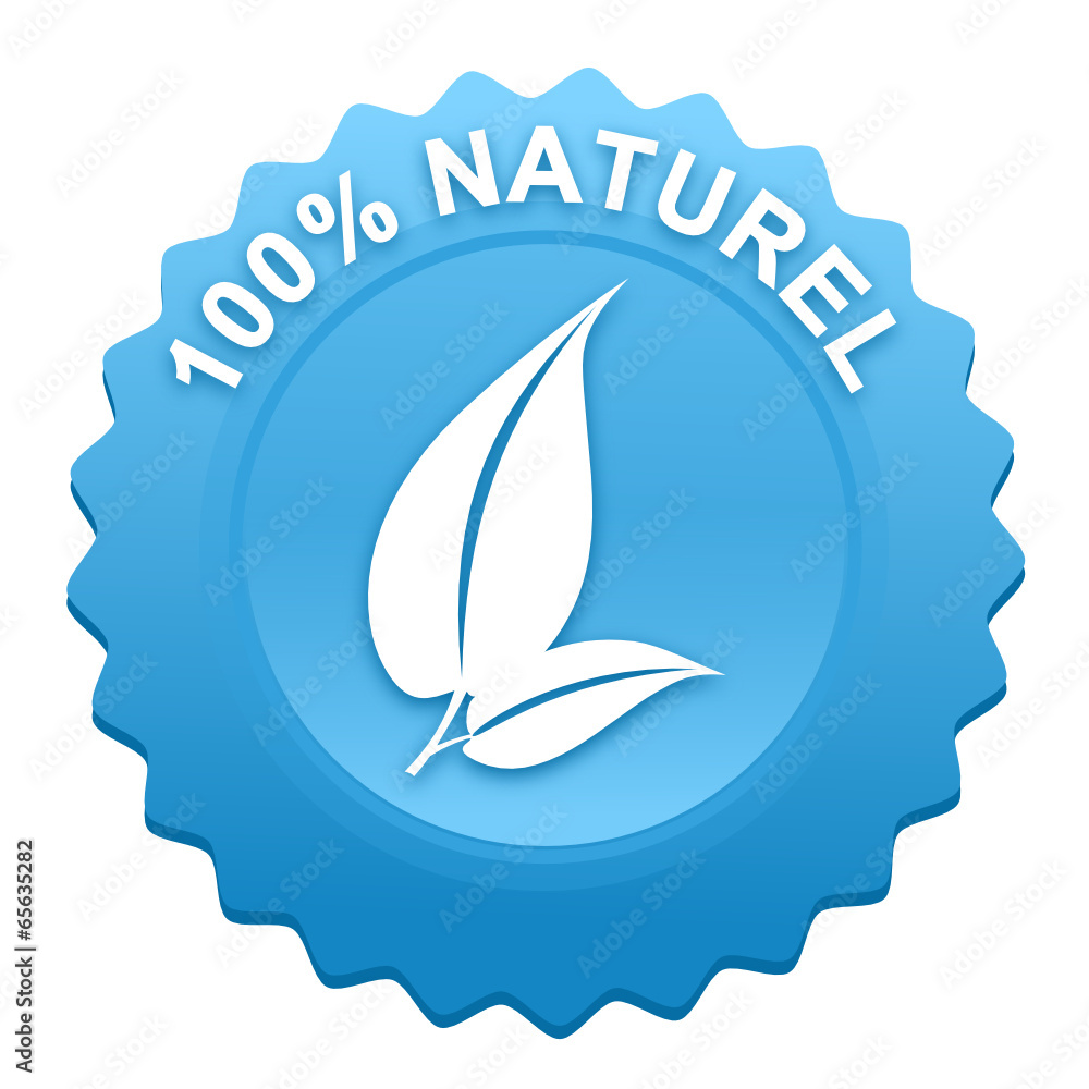 100 pour 100 naturel sur bouton web denté bleu 100 pour 100 naturel sur bouton web denté bleu