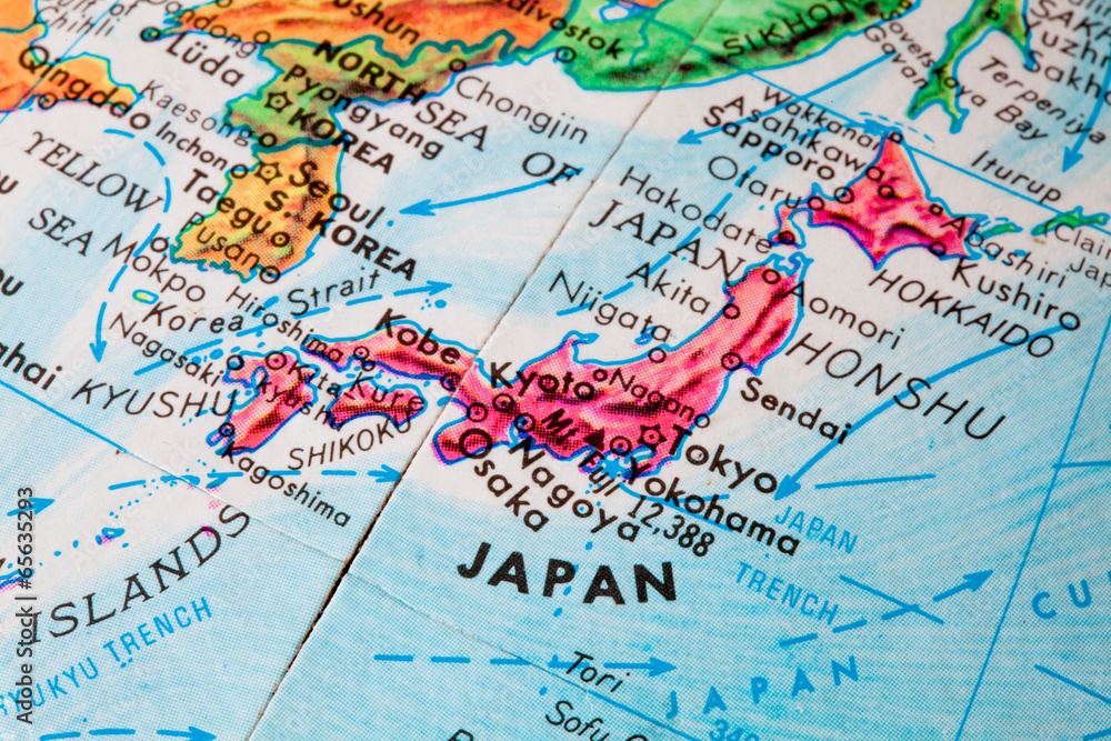 Naklejka premium Stara mapa świata w Japonii