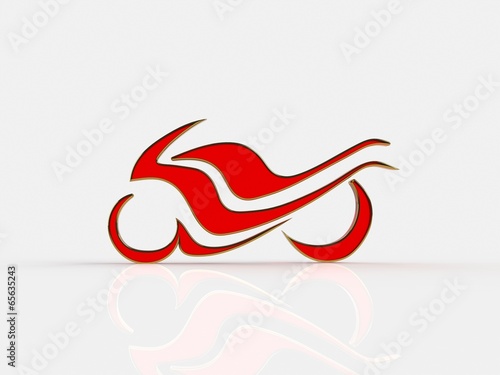 Abstract racing motorcycle on a white background