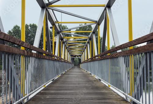 metal bridge crossing the river