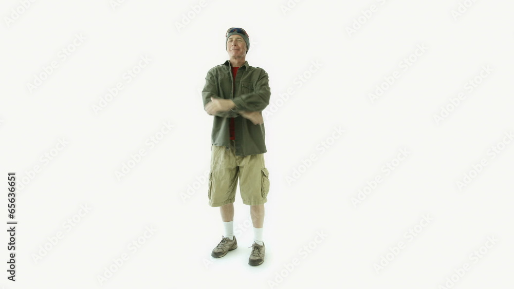 Senior caucasian outdoor man isolated on white luck fingers Senior caucasian outdoor man isolated on white luck fingers
