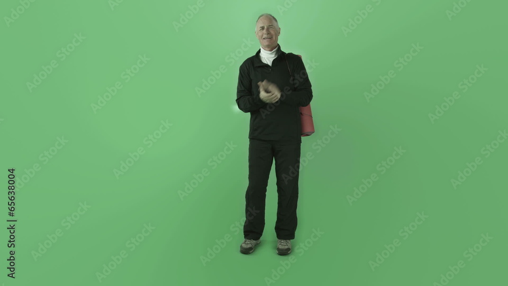 Senior caucasian sporty man isolated on chroma green screen yoga Senior caucasian sporty man isolated on chroma green screen yoga