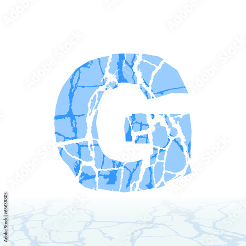 Cracked ice alphabet. Letters, numbers, and symbols of the snow