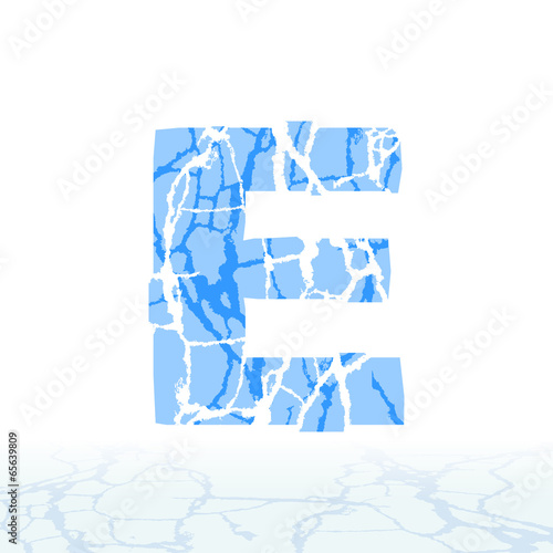 Cracked ice alphabet. Letters, numbers, and symbols of the snow