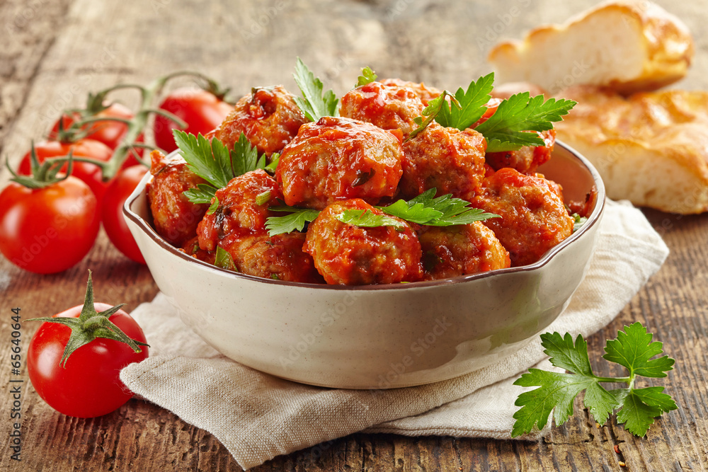 Meatballs with tomato sauce in a bowl Meatballs with tomato sauce in a bowl