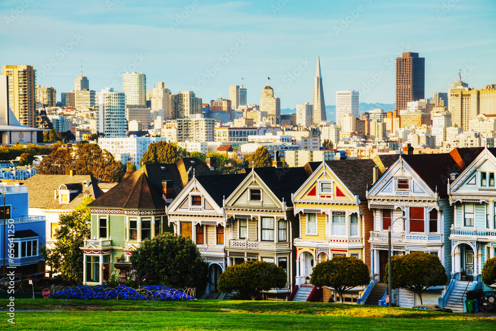 San Francisco cityscape as seen from Alamo square park