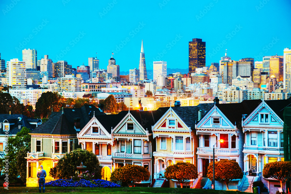 San Francisco cityscape as seen from Alamo square park