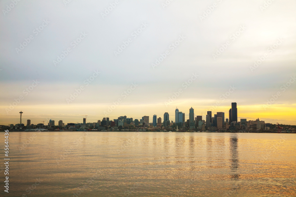 Downtown Seattle cityscape in the morning