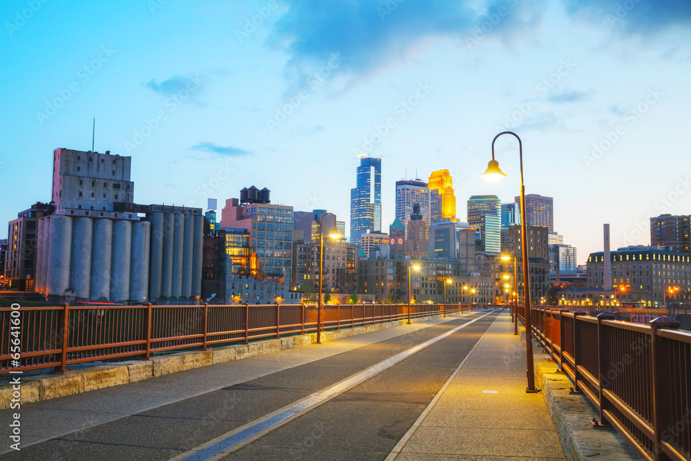 Downtown Minneapolis, Minnesota at night time