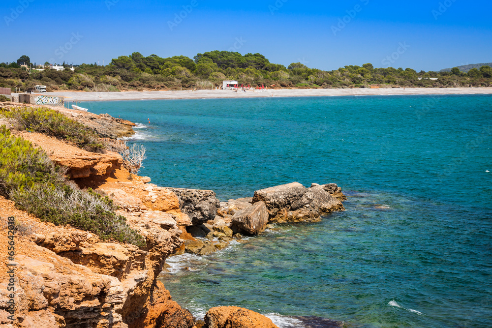 Ibiza island,beach Ses Salines  in Sant Josep at Balearic island