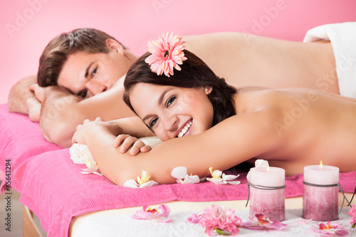 Happy Couple Relaxing In Beauty Spa
