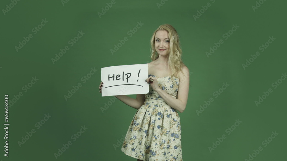 caucasian woman in flower dress isolated on chroma green screen caucasian woman in flower dress isolated on chroma green screen